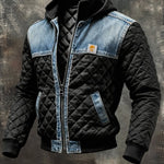 Lexi | Black Quilted Jacket Featuring Denim Accents