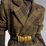 Plaid Split-Joint Lapel Jackets Woolen Coat