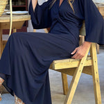 Batman sleeve V-neck solid color dress