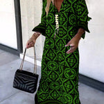 Basically Perfect Geometry Printed Long Sleeve Casual Maxi Dress