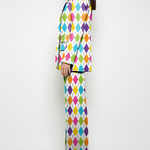 Long Sleeves Loose Buttoned Pockets Printed Shoulder Pad Notched Collar Blazer Jackets&Coats Outerwear
