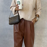 CAMEL LEATHER PANTS
