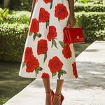 Skinny Sleeveless Flower Print Stand Collar Midi Dresses