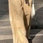 Buttoned Long Sleeves Collarless Outerwear Top + Wide Leg Belted Jumpsuits Two Pieces Set