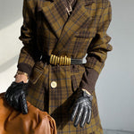 Plaid Split-Joint Lapel Jackets Woolen Coat