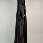 Solid Color Bodycon Long Sleeves Pleated  Split-Front Tied Waist Deep V-Neck Maxi Dresses
