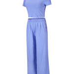 Simple Solid Color T-Shirt & Pants Two Pieces Set