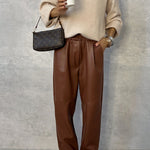 CAMEL LEATHER PANTS