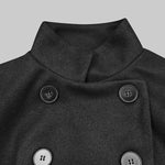 Flared Buttoned Solid Color High Neck Jackets&Coats Outerwear Woolen Coat