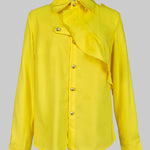 Long Sleeves Loose Asymmetric Buttoned Lapel Blouses&Shirts Tops