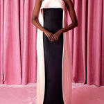 Loose Sleeveless Contrast Color Tube Maxi Dresses
