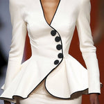 Long Sleeves Buttoned Deep V-Neck Jackets Outerwear