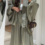 Brown Jacket + Drawstring Pants Casual Two-piece Suit