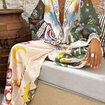Bohemian Beauty Unique Print Long Sleeve Loose Shirt and Elastic Waist Pants Set