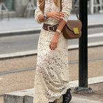 Beige Crochet Flowers Two-Piece Set