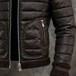 Mallory | Brown Quilted Jacket with Cozy Sherpa Collar