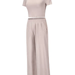 Simple Solid Color T-Shirt & Pants Two Pieces Set