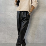CAMEL LEATHER PANTS